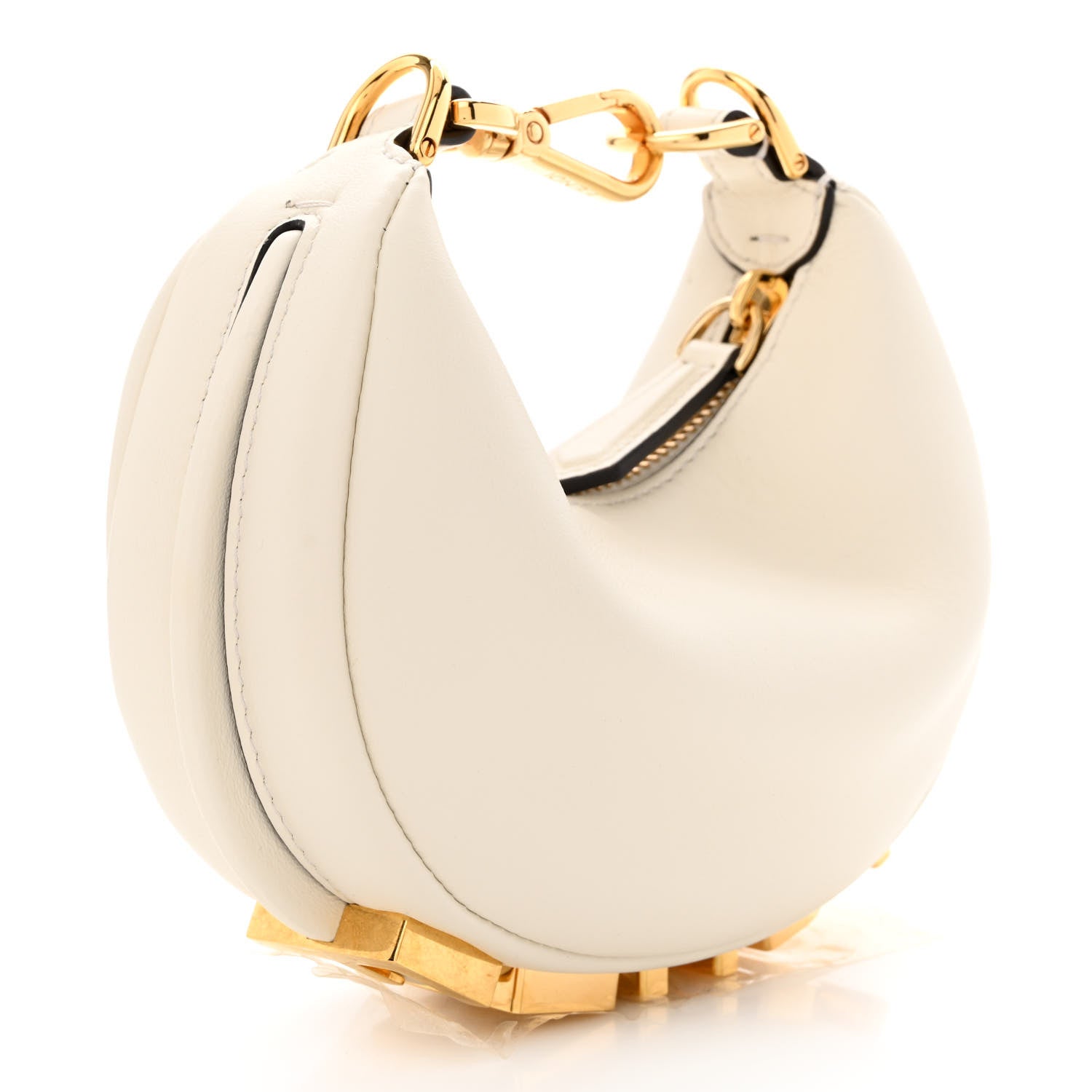 Fendi Vitello Grace Matte Nano Fendigraphy Hobo Charm White Ice 3 of 11