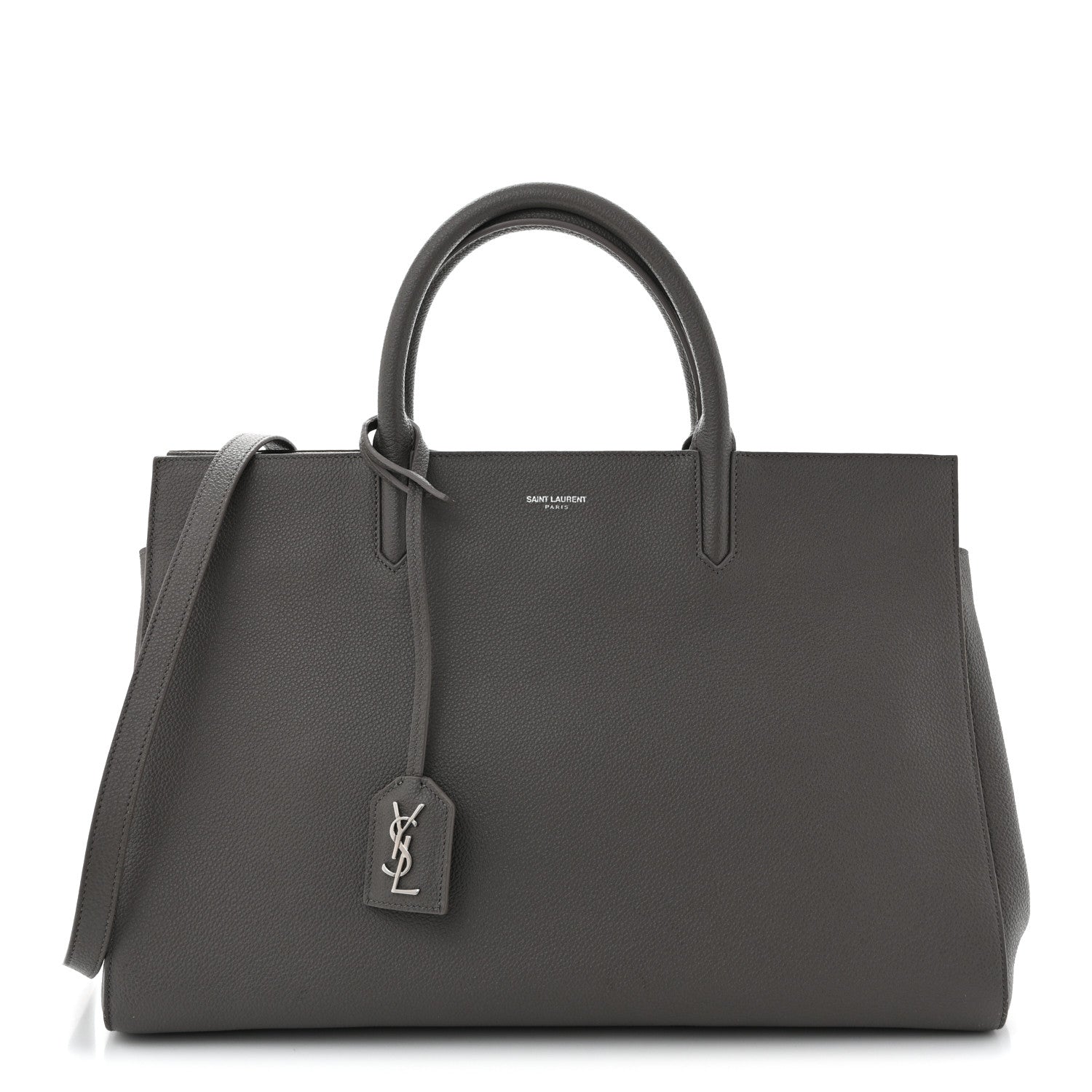 Saint Laurent Grained Calfskin Medium Cabas Rive Gauche Fog 1 of 12