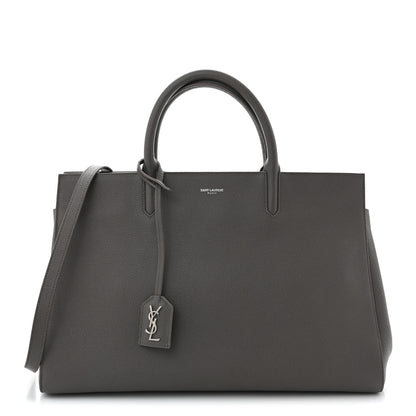 Saint Laurent Grained Calfskin Medium Cabas Rive Gauche Fog 1 of 12
