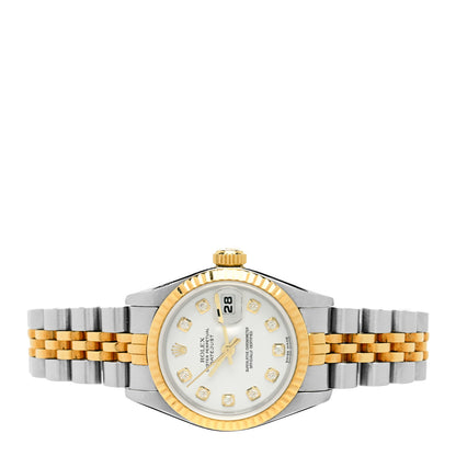 Rolex Stainless Steel 18K Yellow Gold Diamond 26mm Oyster Perpetual Datejust Watch White 69173 2 of 5