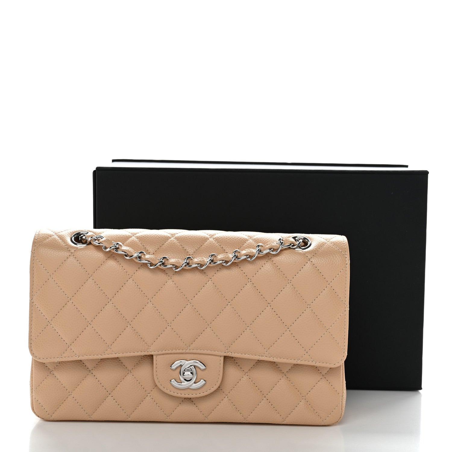 Chanel Caviar Quilted Medium Double Flap Beige 12 of 12