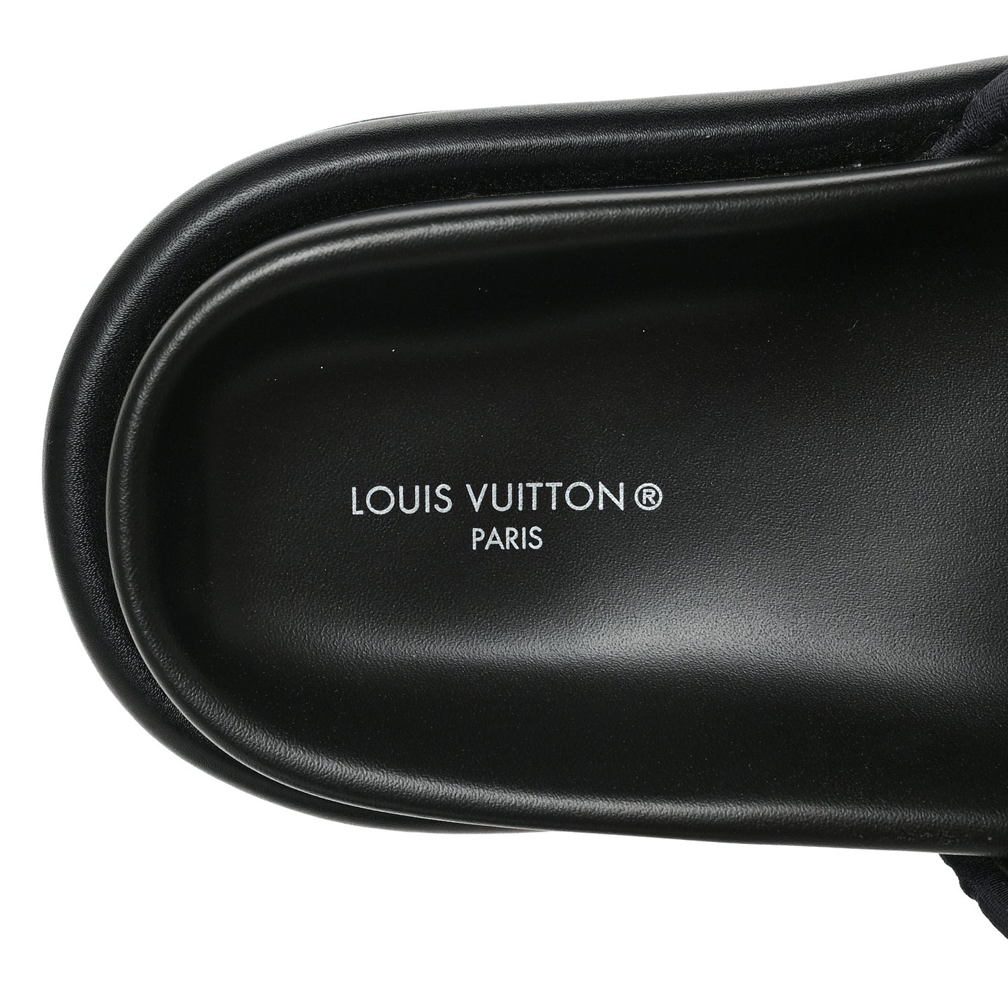 Technical Fabric Embossed Monogram Pool Pillow Comfort Mules 36 Black