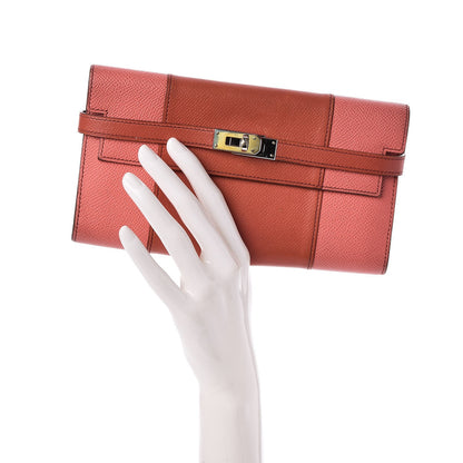 Hermes Epsom Flag Kelly Longue Wallet Corail Flamingo 2 of 13