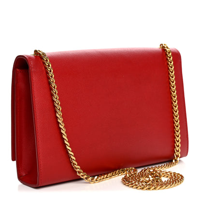 Saint Laurent Grain De Poudre Medium Monogram Kate Satchel Red 3 of 10