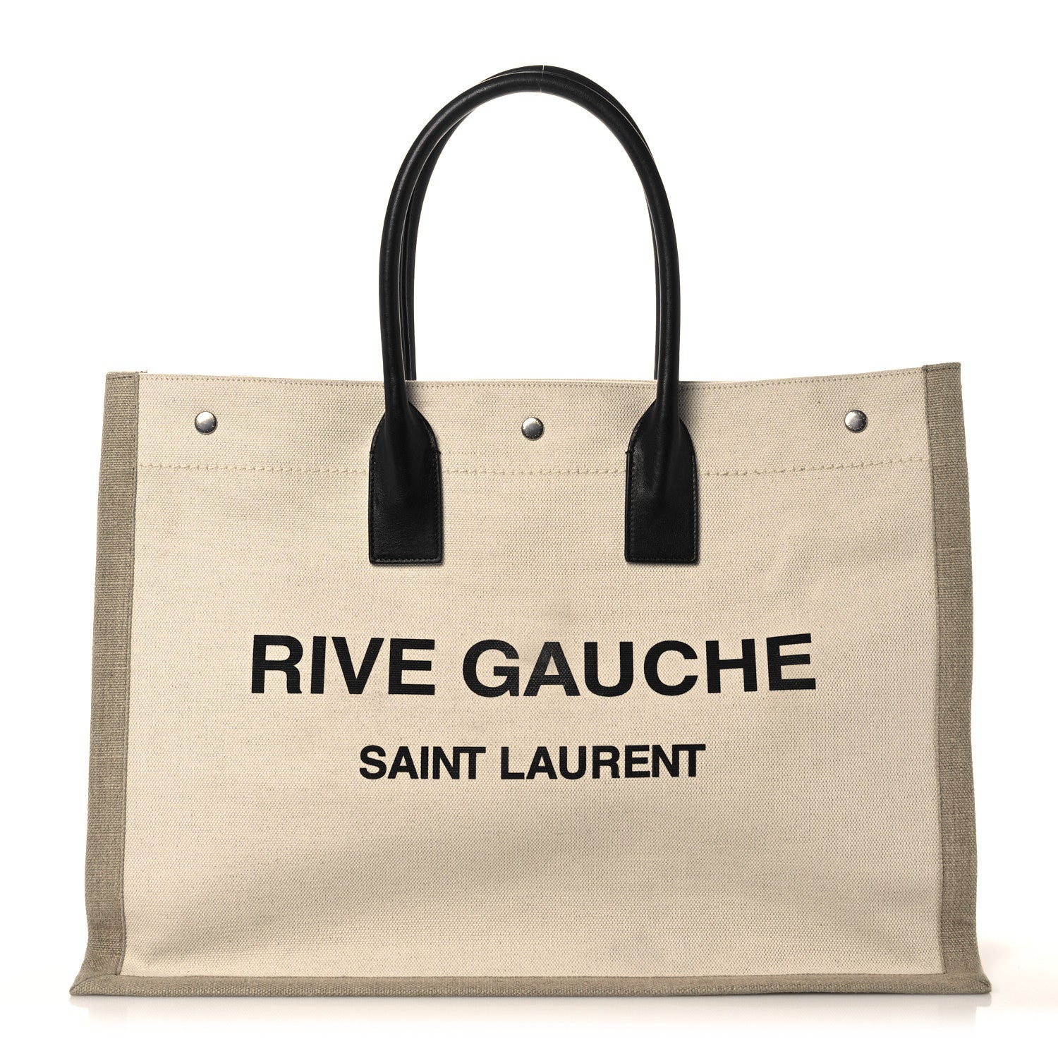 Saint Laurent Linen Calfskin Rive Gauche Tote Optic White 1 of 9