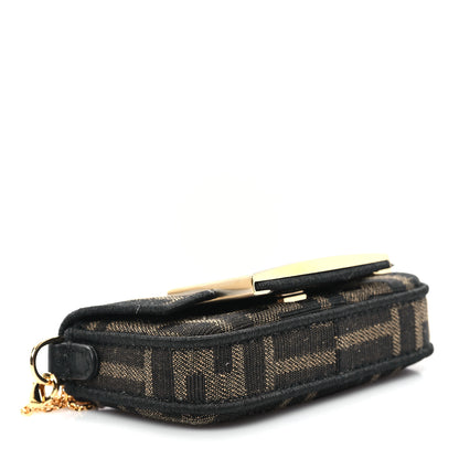 Fendi Fabric Jacquard FF 1974 Nano Maxi Buckle Baguette Charm Tobacco Moro Black 4 of 11