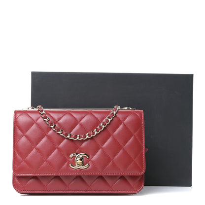 Chanel Lambskin Quilted Trendy CC Wallet On Chain WOC Red 12 of 14