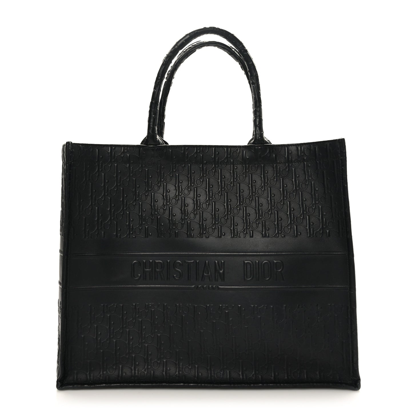 Oblique Calfskin Embossed Book Tote Black