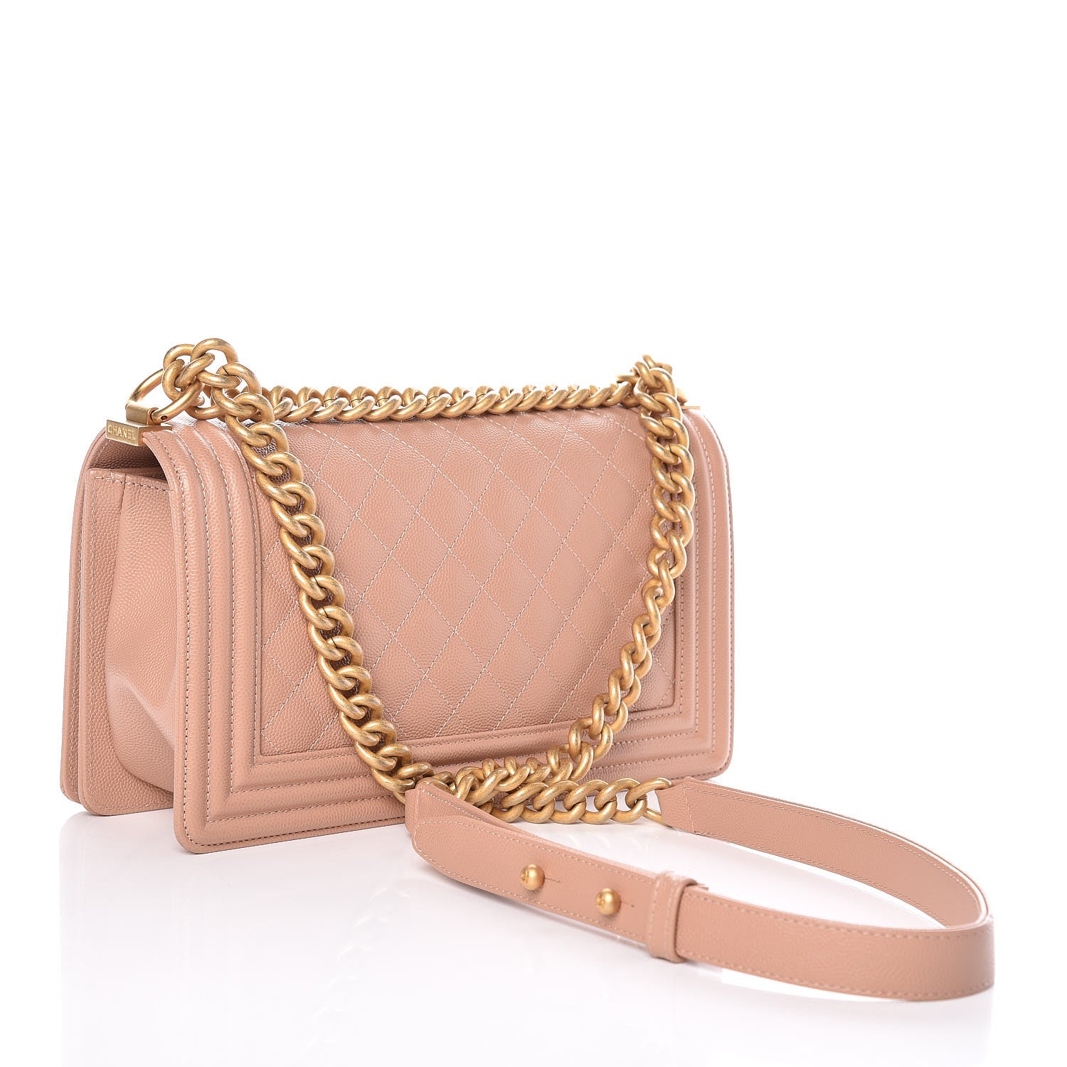 Chanel Caviar Quilted Medium Boy Flap Beige 4 of 16