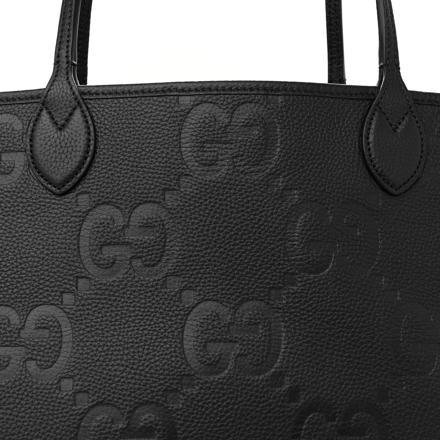 Monogram Jumbo GG Calfskin Web Large Shopping Tote Black