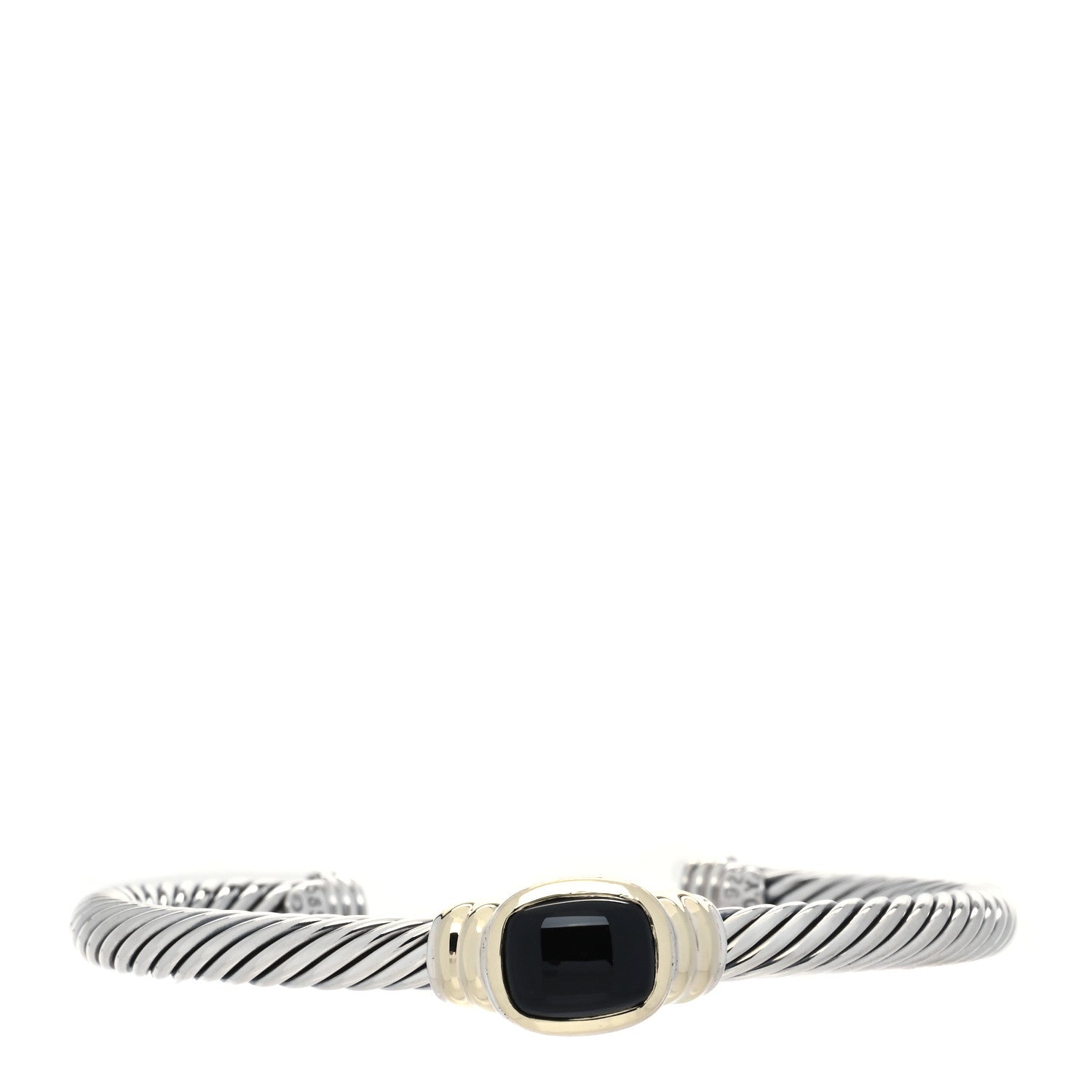 David Yurman Sterling Silver 14K Yellow Gold Black Onyx 5mm Noblesse Cable Bracelet 1 of 4