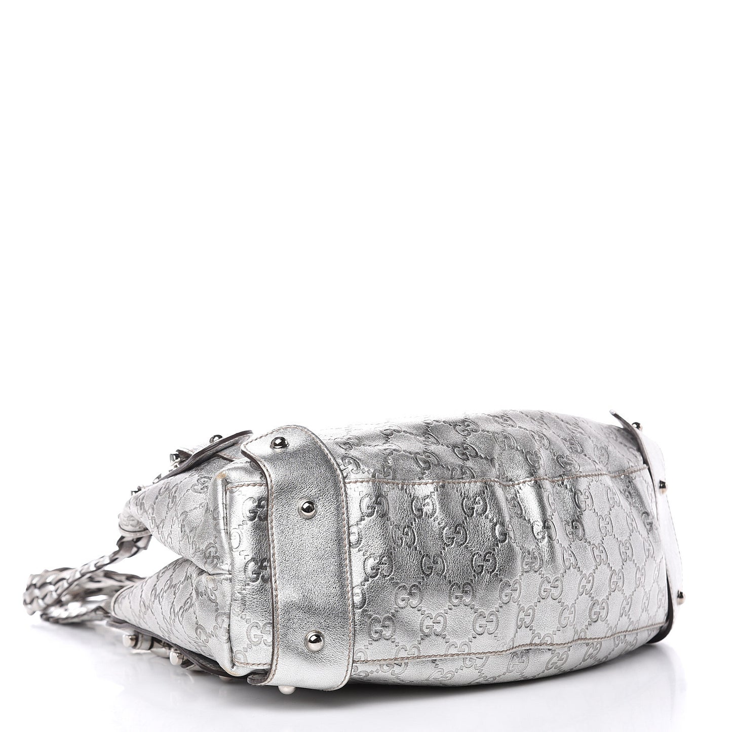 Metallic Guccissima Small Pelham Shoulder Bag Silver