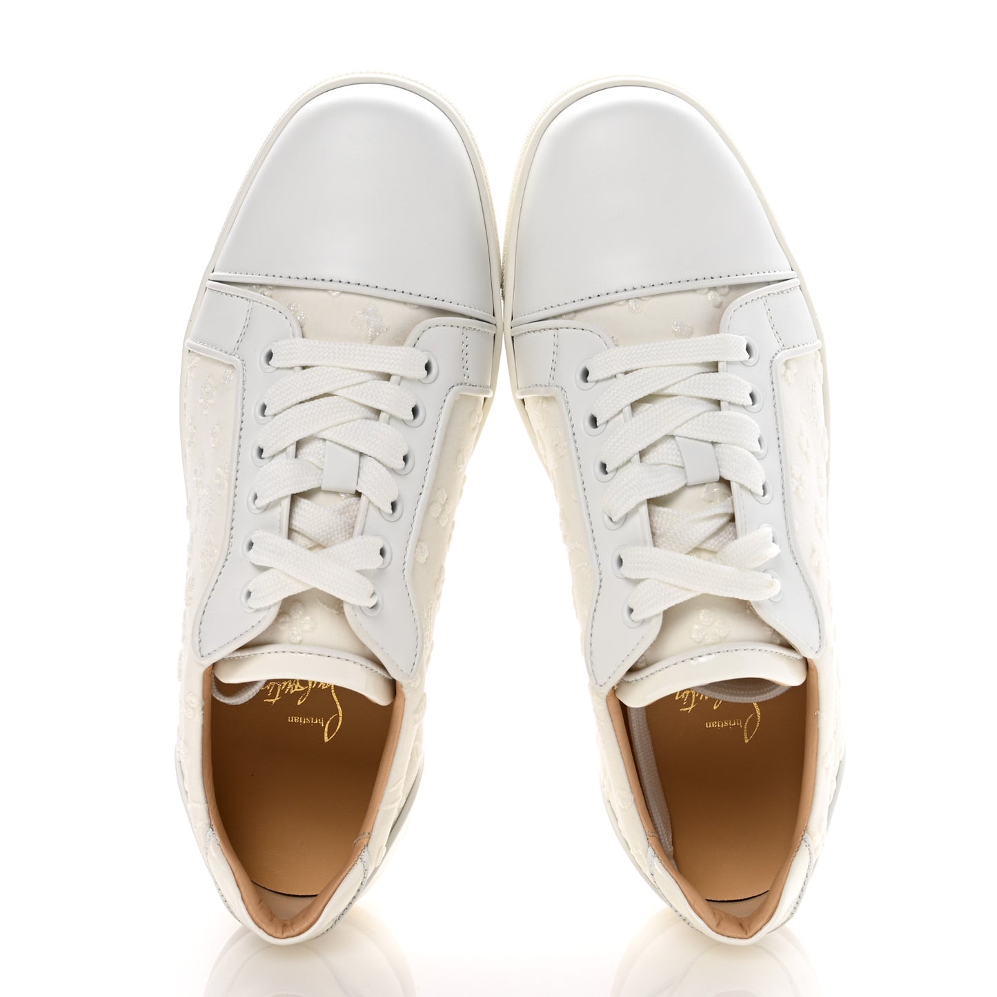 Calfskin Embroidered Womens Vieira Flat Sneakers 39.5 White