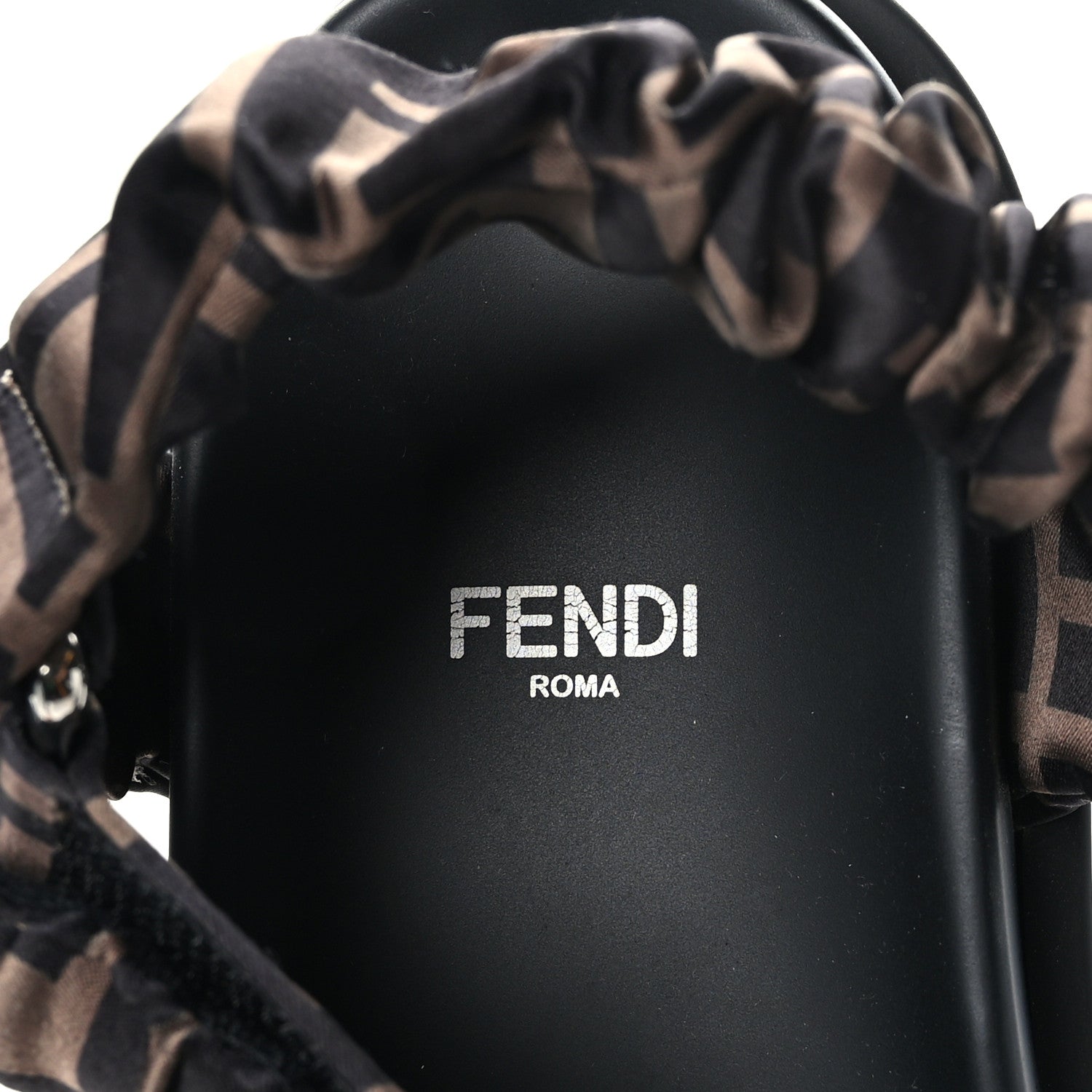 Fendi Satin FF Ruched Sandals 35.5 Tobacco Black 7 of 7