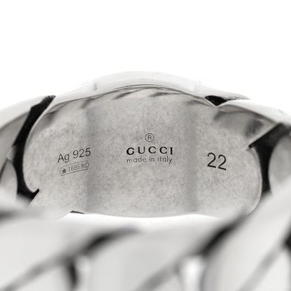 Gucci Sterling Silver Enamel Interlocking G Chain Ring 61 9.75 Blue 4 of 5