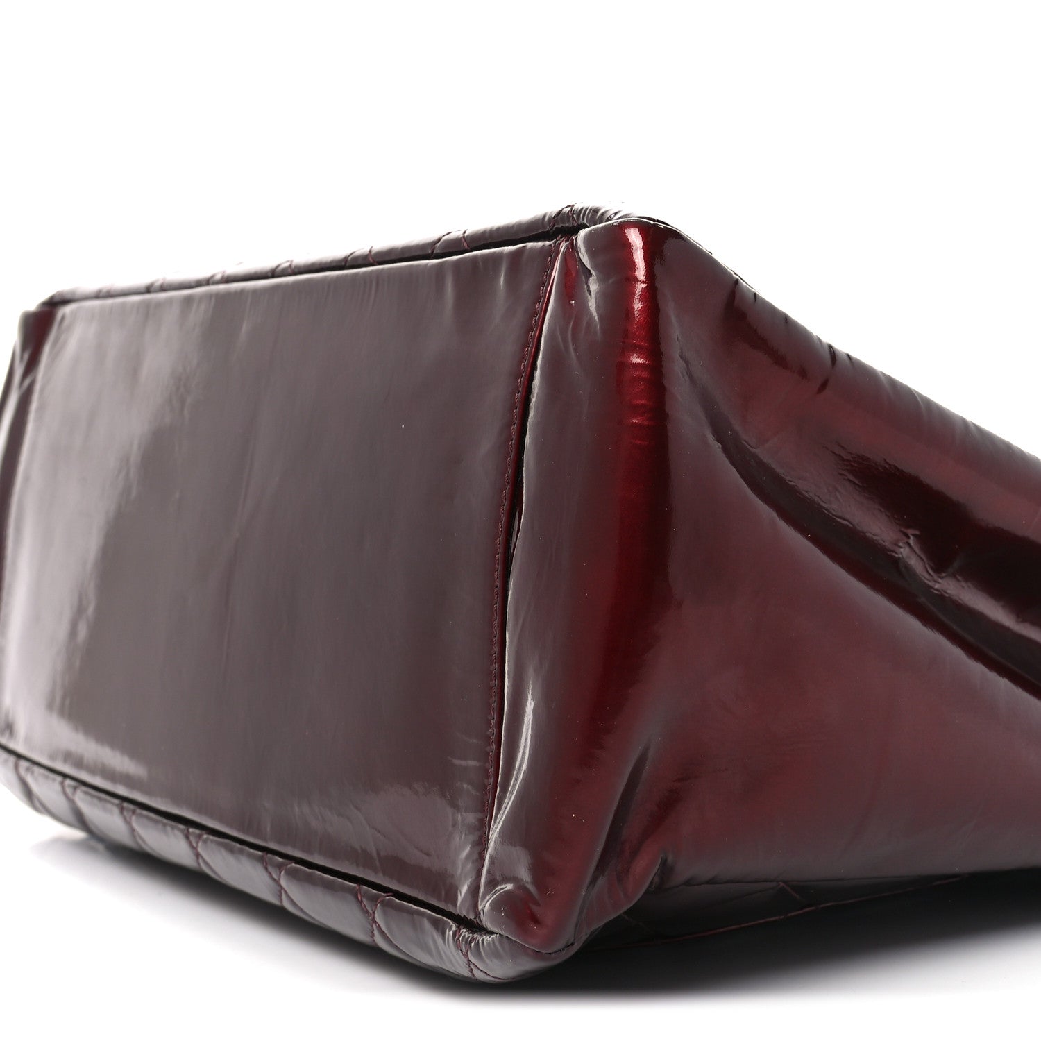 Chanel Patent Quilted Grand Shopping Tote GST Dark Bordeaux 10 of 11