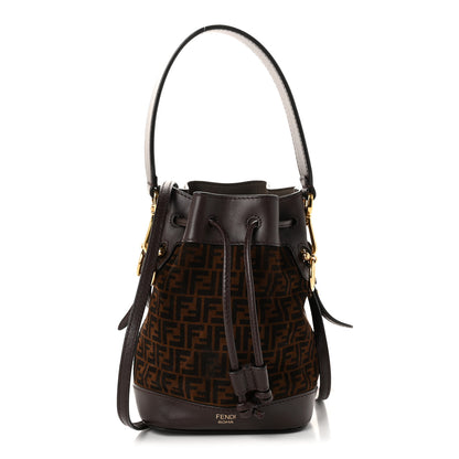 Fendi Suede Vitello King F is Fendi Micro FF Mini Mon Tresor Bucket Bag Sigaro Marrone Ebano 1 of 10
