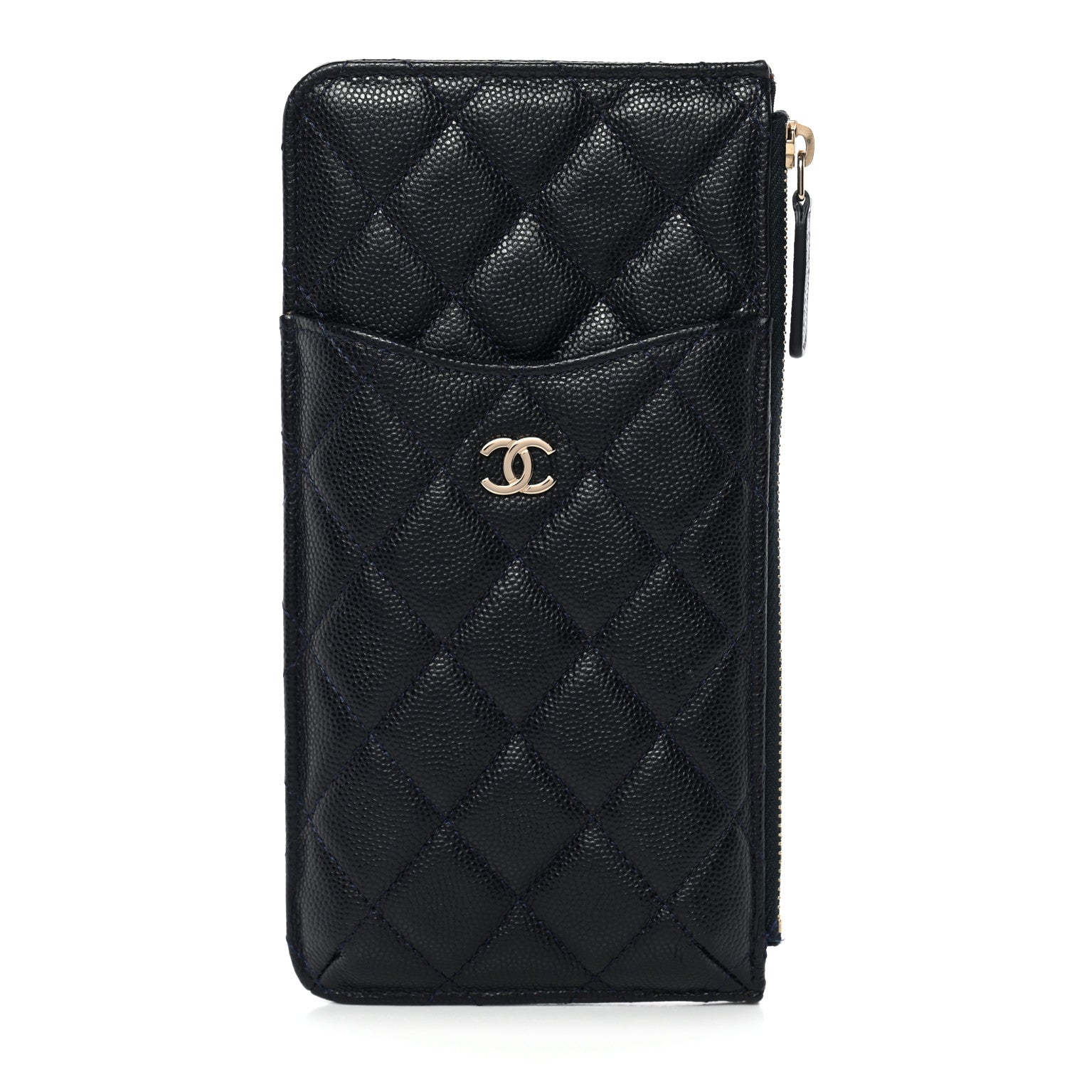Chanel Caviar Quilted Classic Flat Wallet Pouch Navy 1 of 10