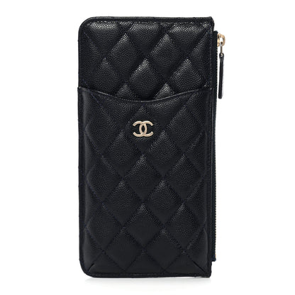 Chanel Caviar Quilted Classic Flat Wallet Pouch Navy 1 of 10