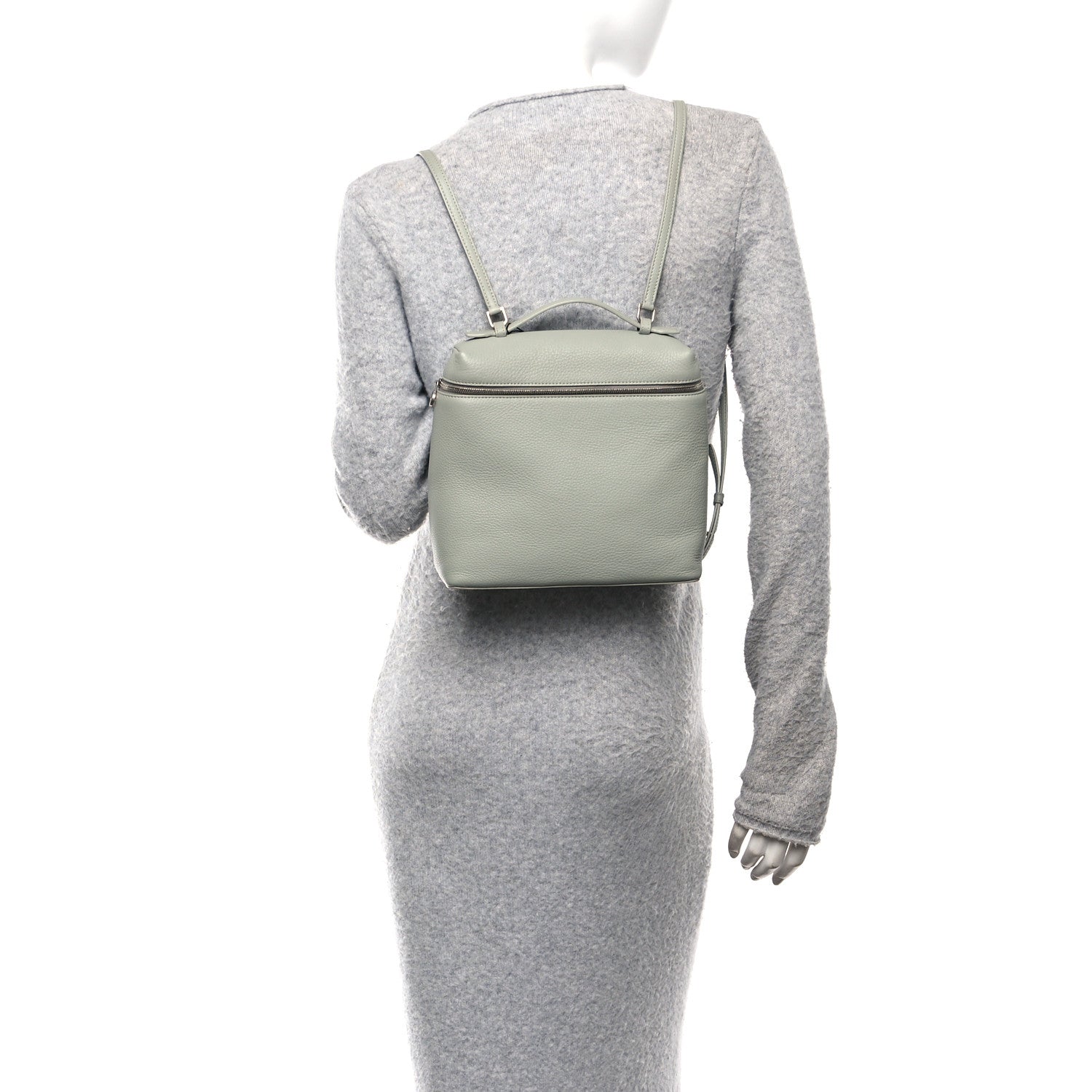 Loro Piana Grained Calfskin Extra Pocket L23.5 Backpack Eucalyptus 2 of 12