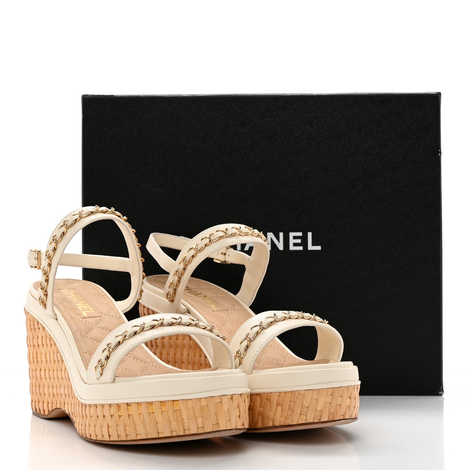 Chanel Lambskin Chain Platform Sandals 41 White 13 of 13