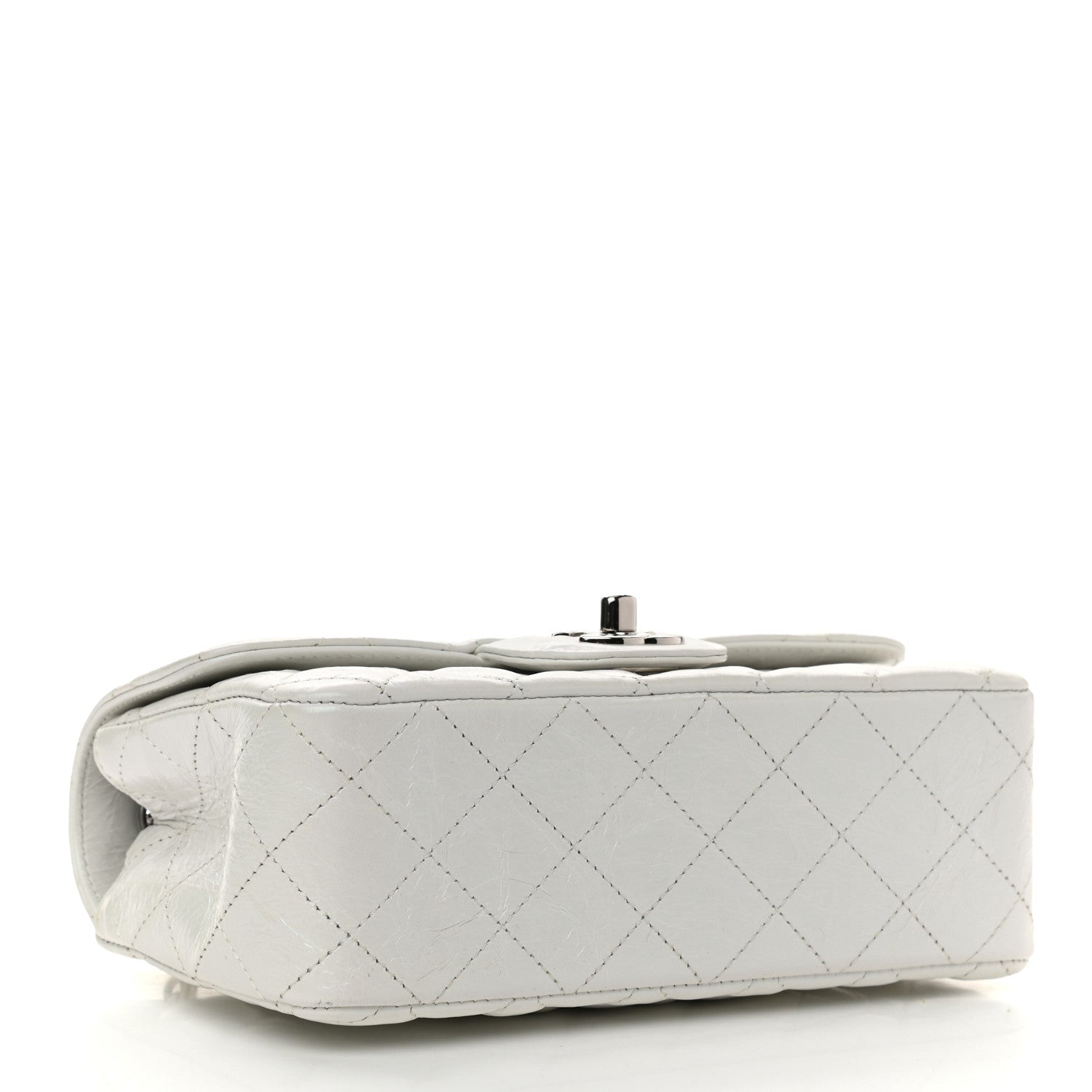 Chanel Iridescent Crumpled Calfskin Quilted Mini Rectangular Flap White 4 of 12