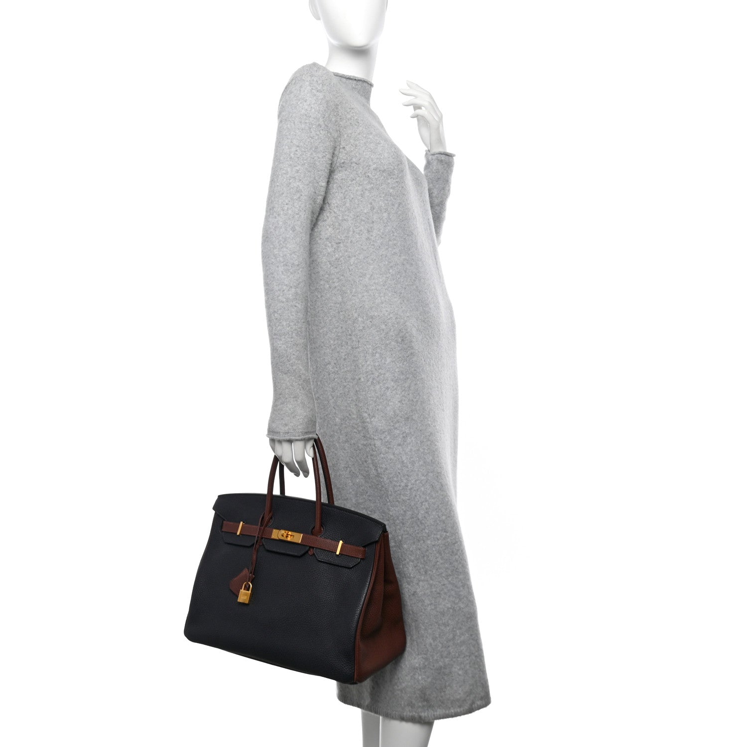 Hermes Togo Bi-Color Horseshoe Birkin 35 Bleu Nuit Rouge H 2 of 12
