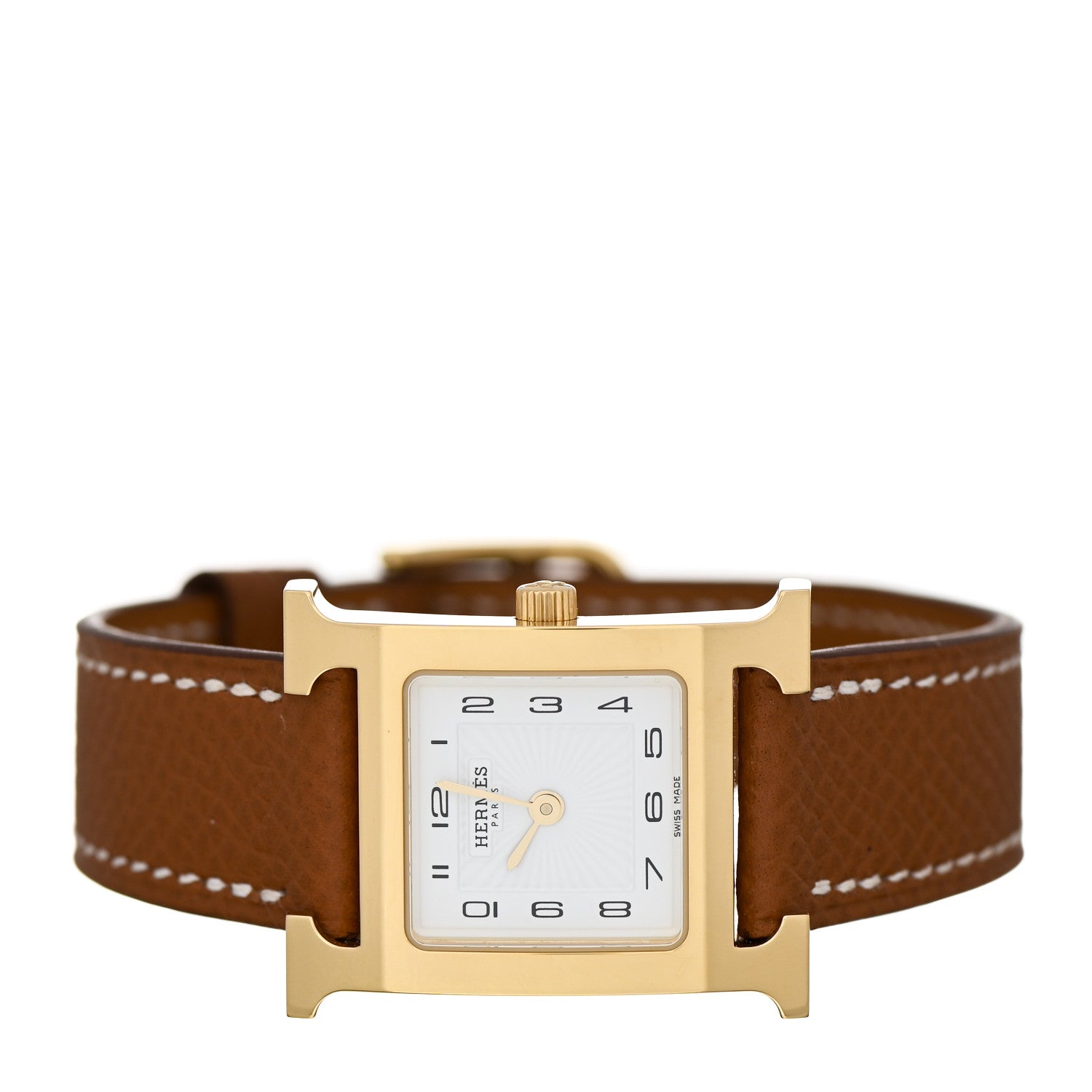Hermes Stainless Steel Epsom 21mm Heure H Hour Quartz Watch Gold 2 of 5