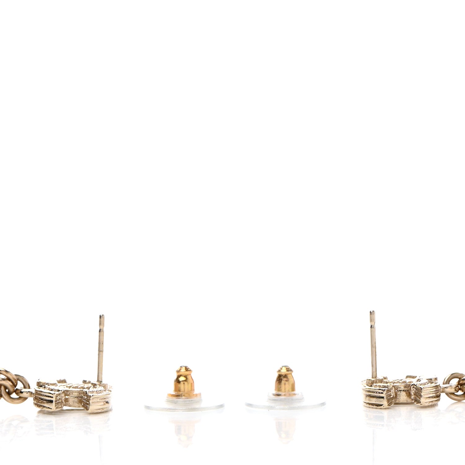 Chanel Glass Pearl CC Long Drop Earrings Gold 3 of 4