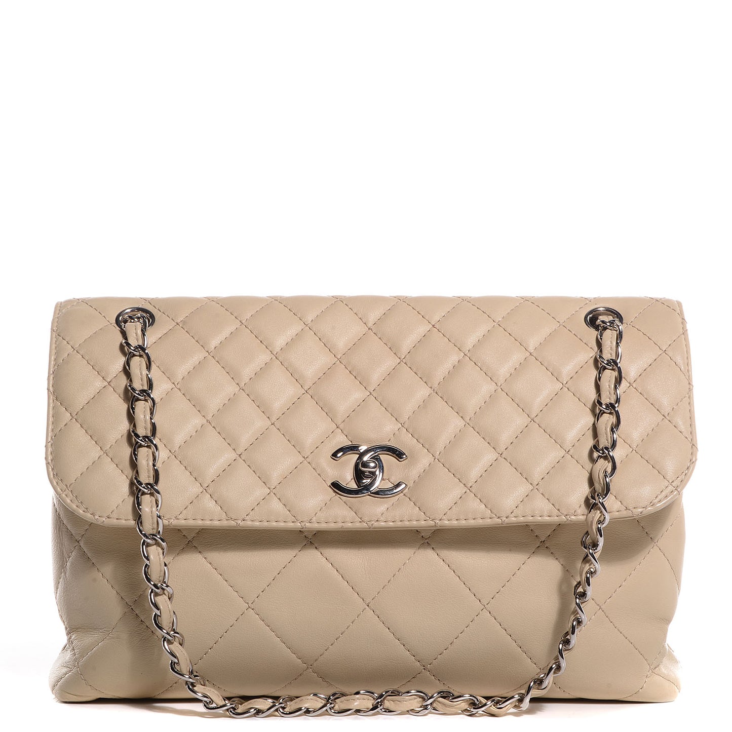 Calfskin Quilted In the Business Flap Bag Light Beige