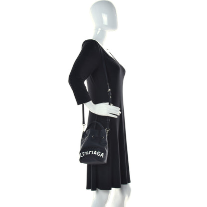 Balenciaga Recycled Sport Nylon Logo Embroidered Wheel Drawstring Bucket Bag XS Black 2 of 9