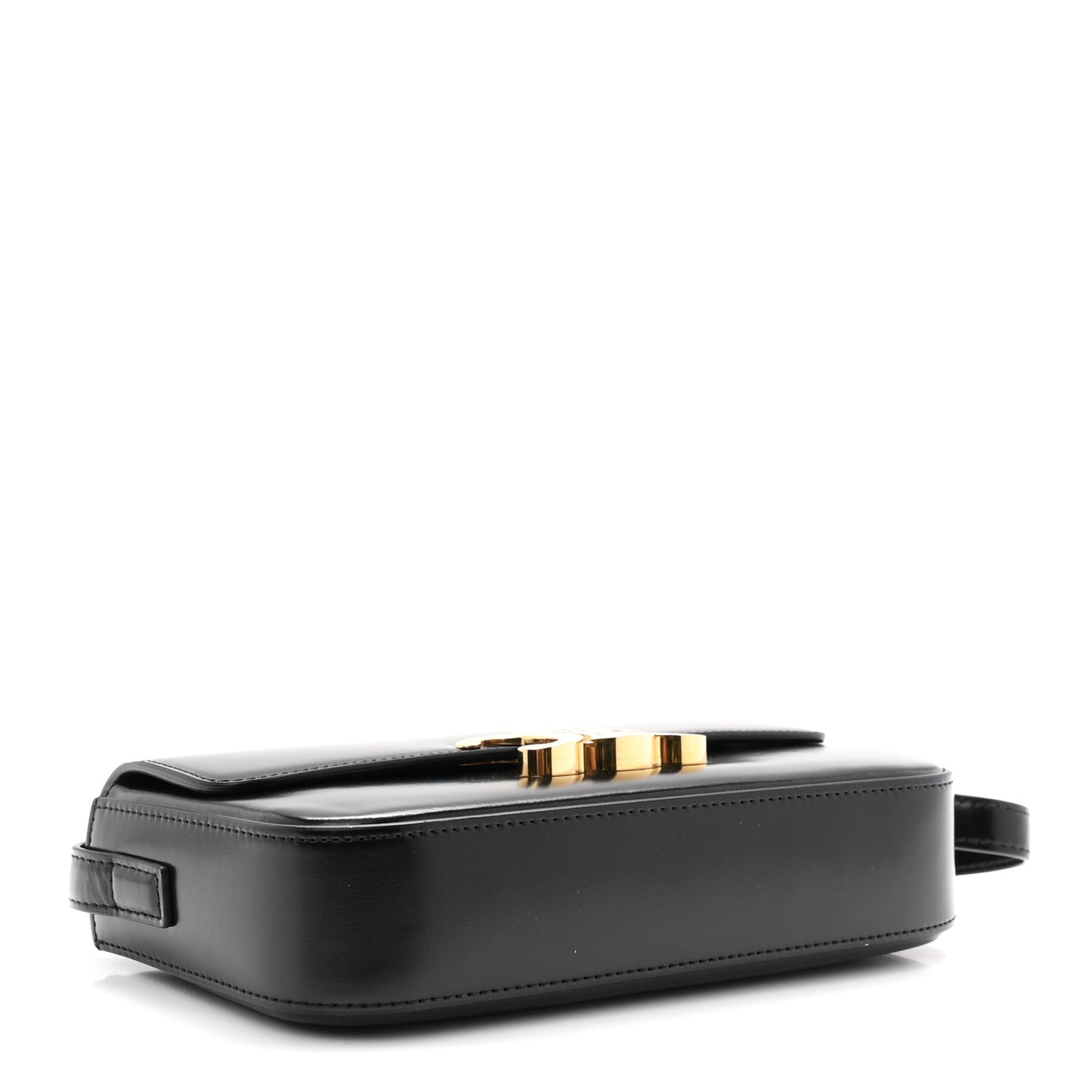 Shiny Calfskin Triomphe Shoulder Bag Black