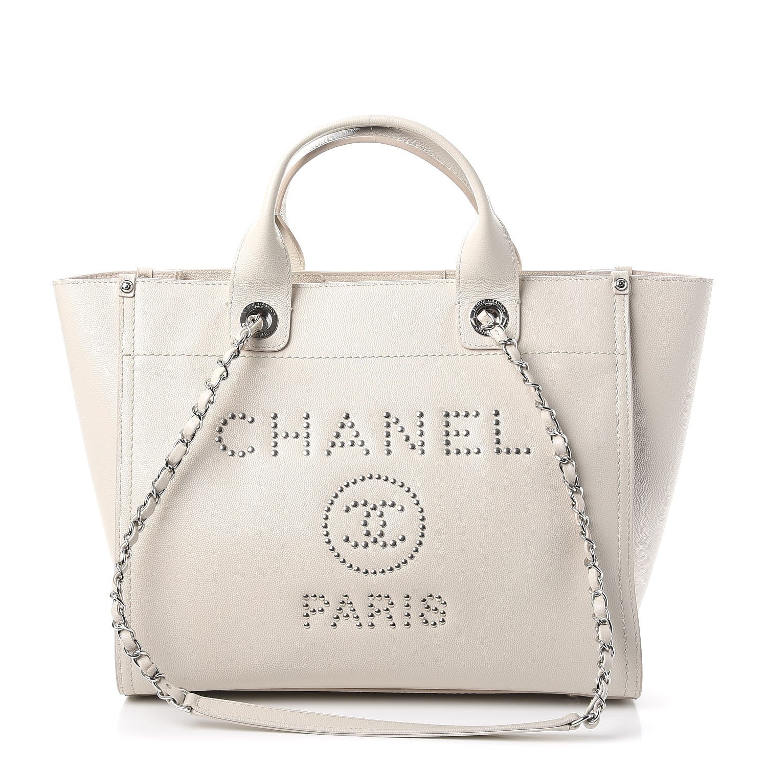 Chanel Caviar Small Studded Deauville Tote Ivory 1 of 11