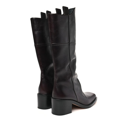 Chanel Calfskin CC Wyoming Knee High Boots 40 Dark Brown 5 of 12