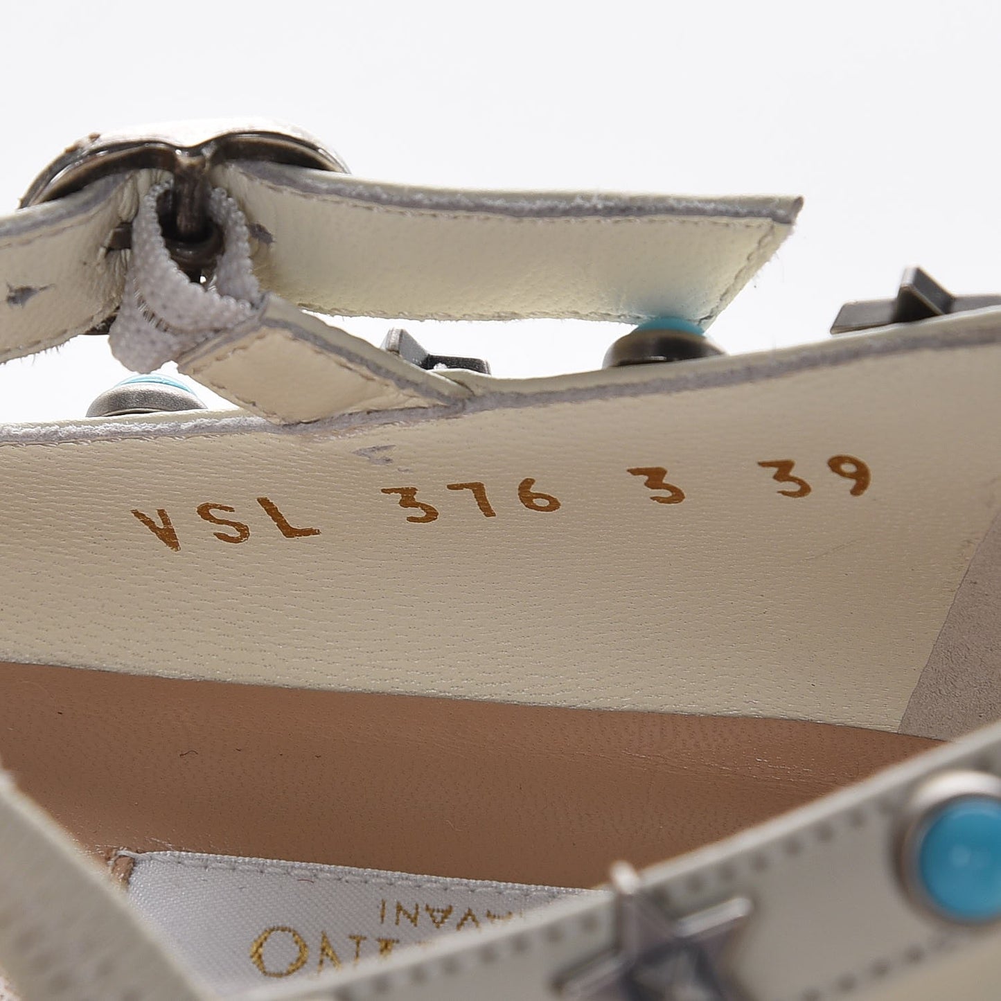 Patent Rockstud Rolling Cage Ballerina Flats 39 Ivory