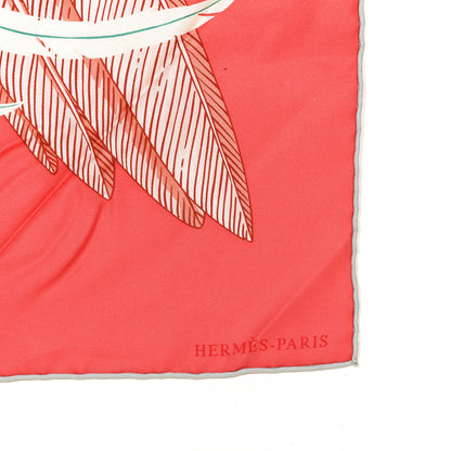 Hermes Silk Toucans De Paradis Scarf 90 Rose Vif Creme Vert 2 of 3