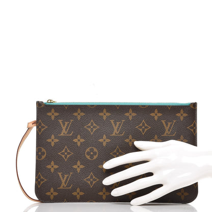 Louis Vuitton Monogram Neverfull MM GM Pochette Turquoise 2 of 7