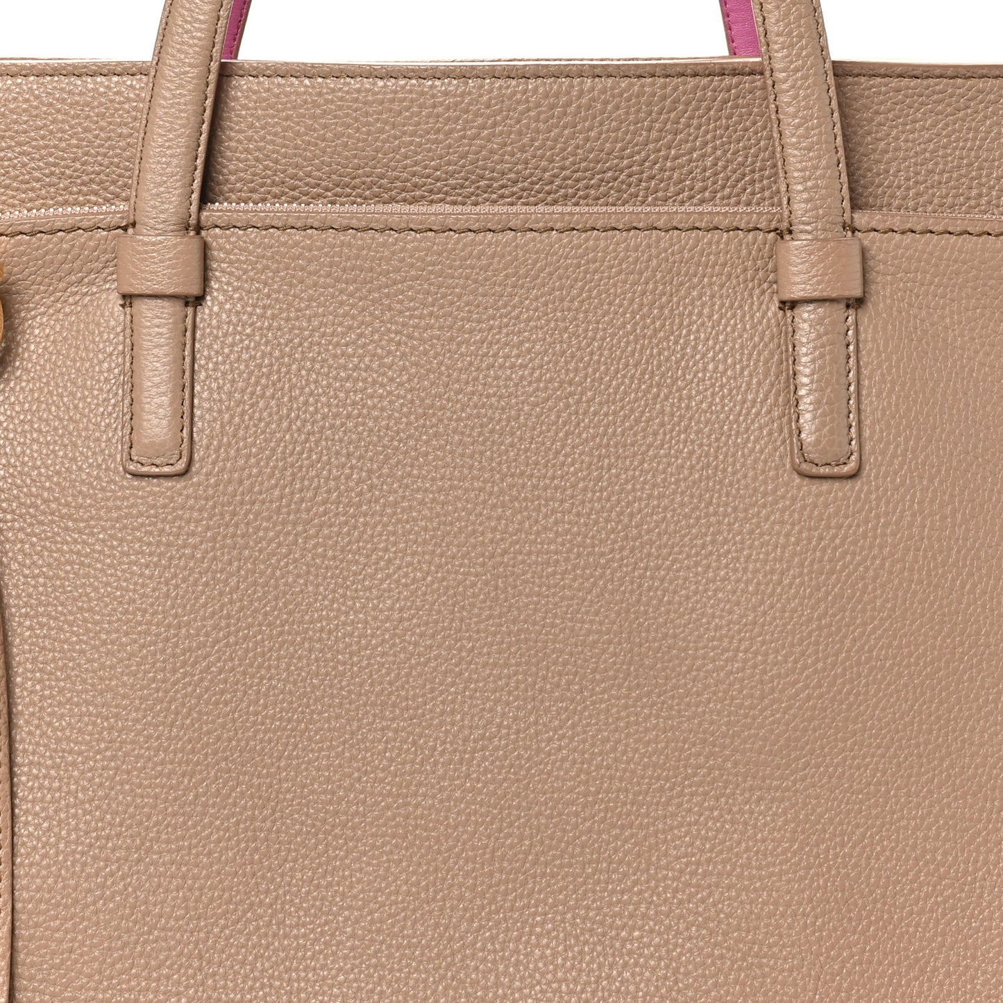 Grained Calfskin Double Handle Medium Amy Tote Beige Pink