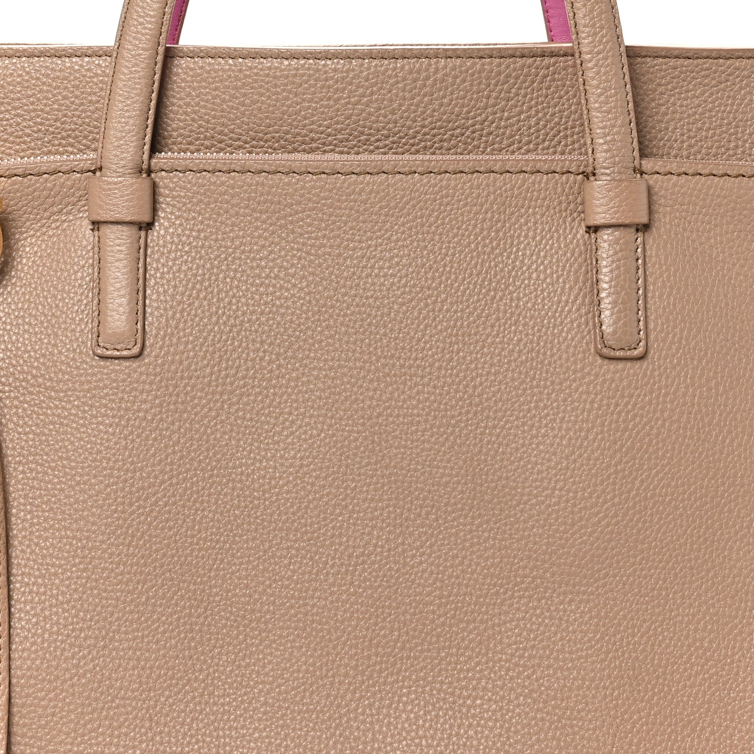 Salvatore Ferragamo Grained Calfskin Double Handle Medium Amy Tote Beige Pink 7 of 9