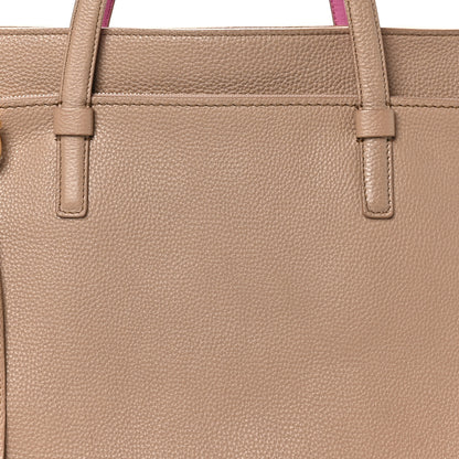 Salvatore Ferragamo Grained Calfskin Double Handle Medium Amy Tote Beige Pink 7 of 9