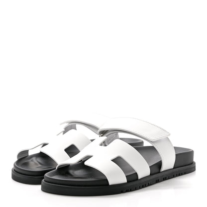 Hermes Calfskin Womens Chypre Sandals 38 White 3 of 9