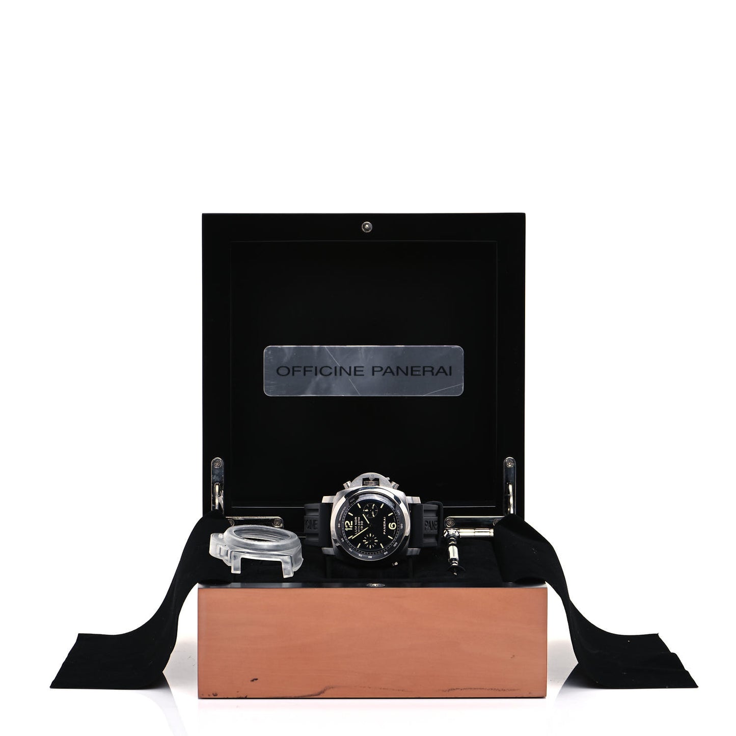 Stainless Steel Rubber 44mm Luminor Rattrapante 1950 Automatic Watch Black PAM00213
