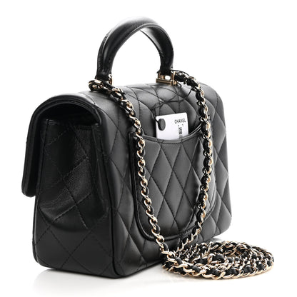 Chanel Lambskin Quilted Mini Top Handle Rectangular Flap Black 3 of 9