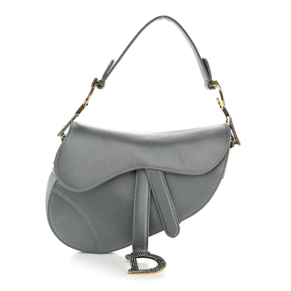 Christian Dior Satin Crystal Mini Saddle Bag Blue Gray 1 of 9