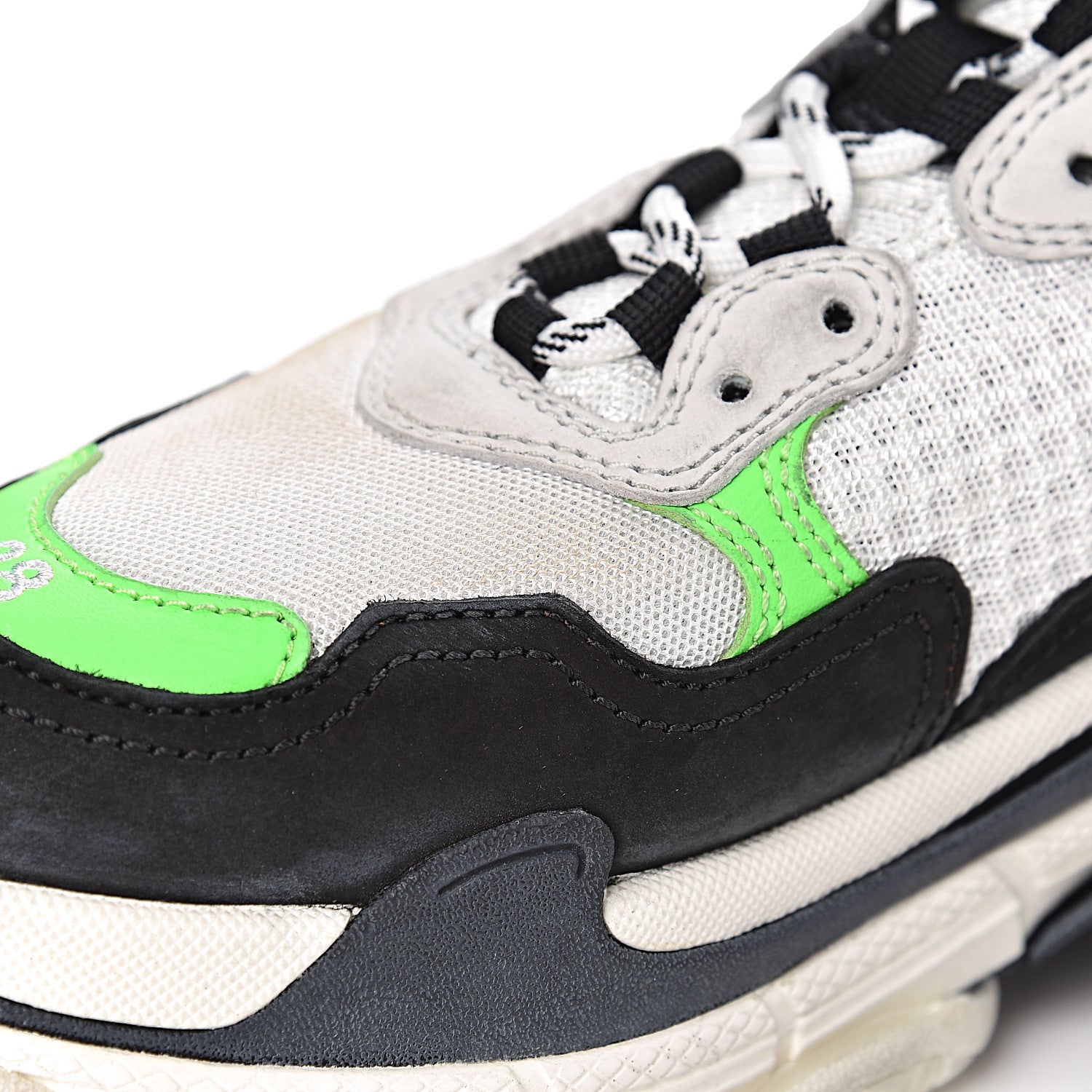 Balenciaga Fabric Mesh Womens Triple S Sneakers 38 White Green Fluo Black 15 of 18