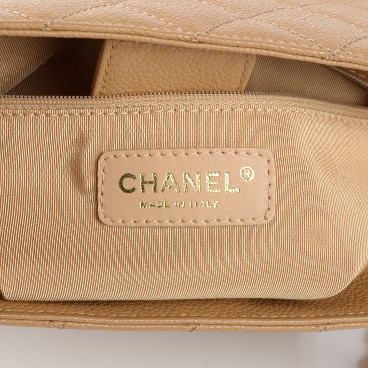 Caviar Quilted Petit Shopping Tote PST Beige