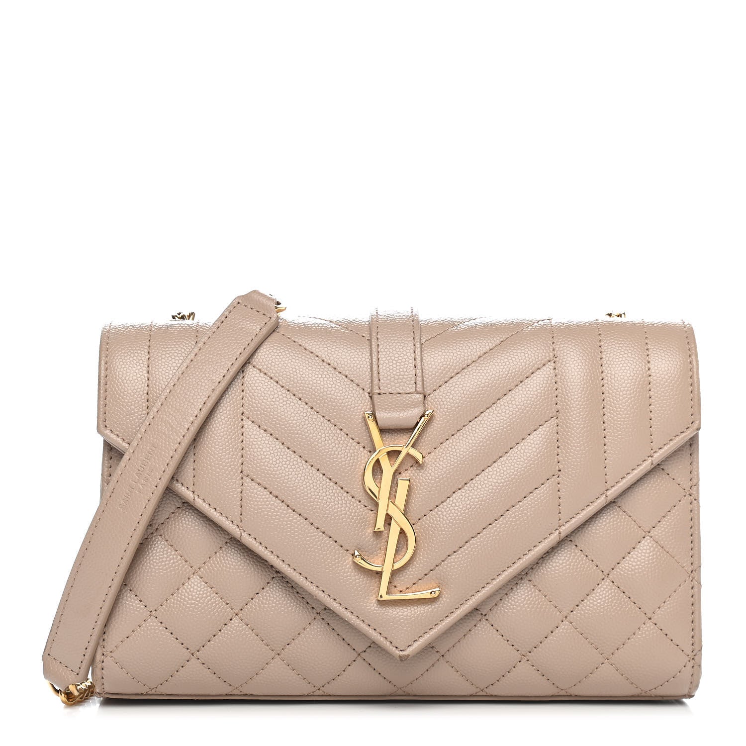 Saint Laurent Grain De Poudre Textured Mixed Matelasse Triquilt Small Monogram Satchel Dark Beige 1 of 8