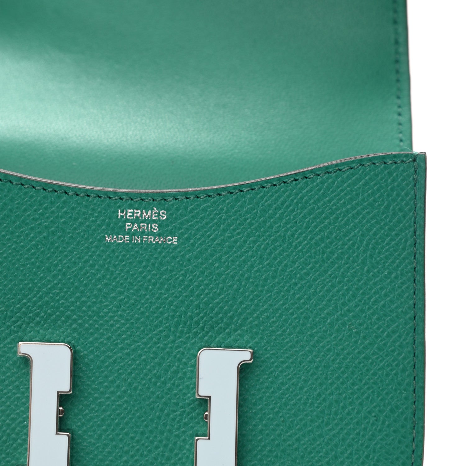 Hermes Epsom Enamel Constance Slim Wallet Vert Jade Bleu Brume 6 of 7
