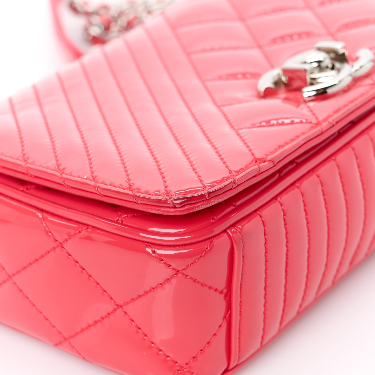 Chanel Patent Quilted Small Coco Boy Flap Pink 12 of 14