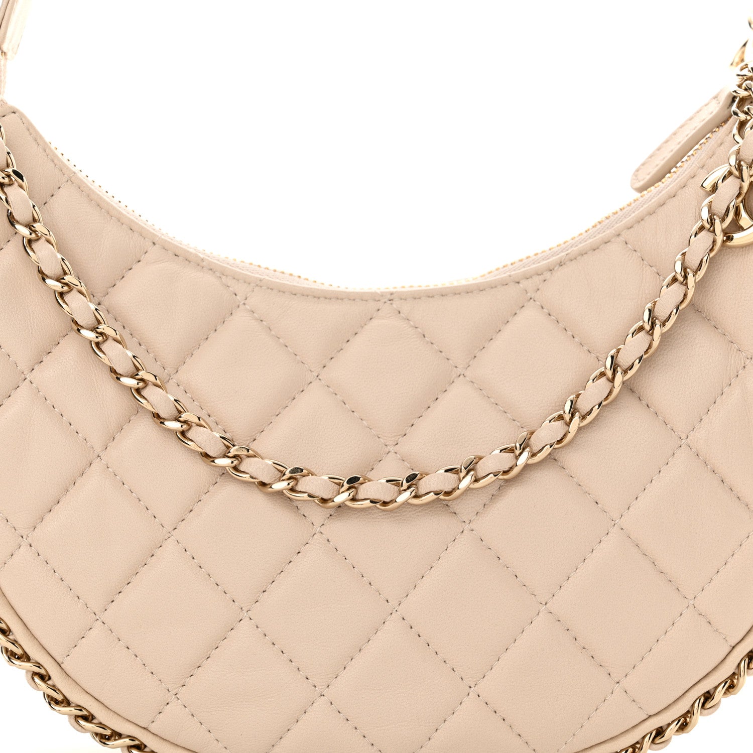 Chanel Lambskin Quilted Small Hobo Bag Light Beige 8 of 11